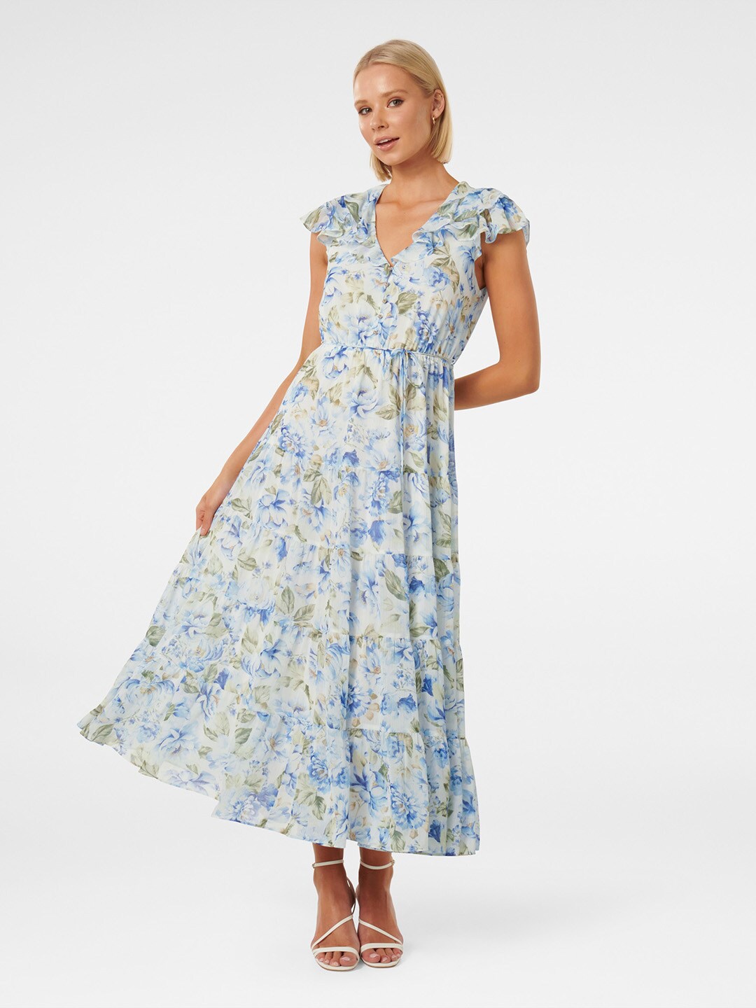 

Forever New Floral Printed Flutter Sleeve Maxi Dress, White