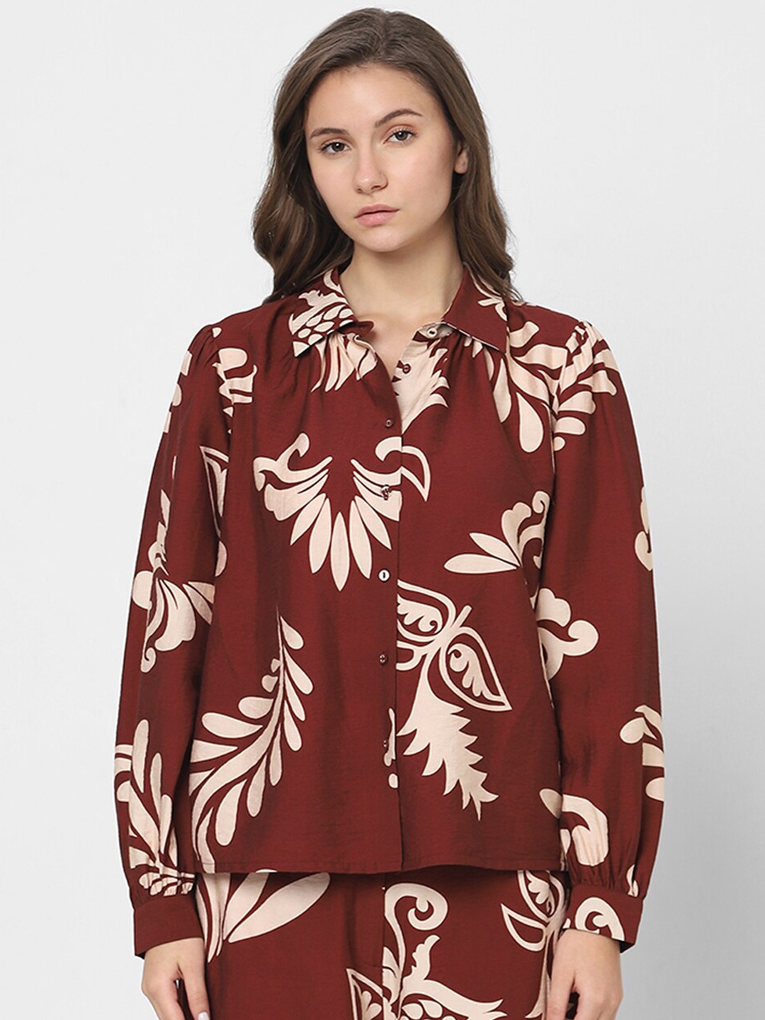 

Vero Moda Floral Printed Opaque Casual Shirt, Brown