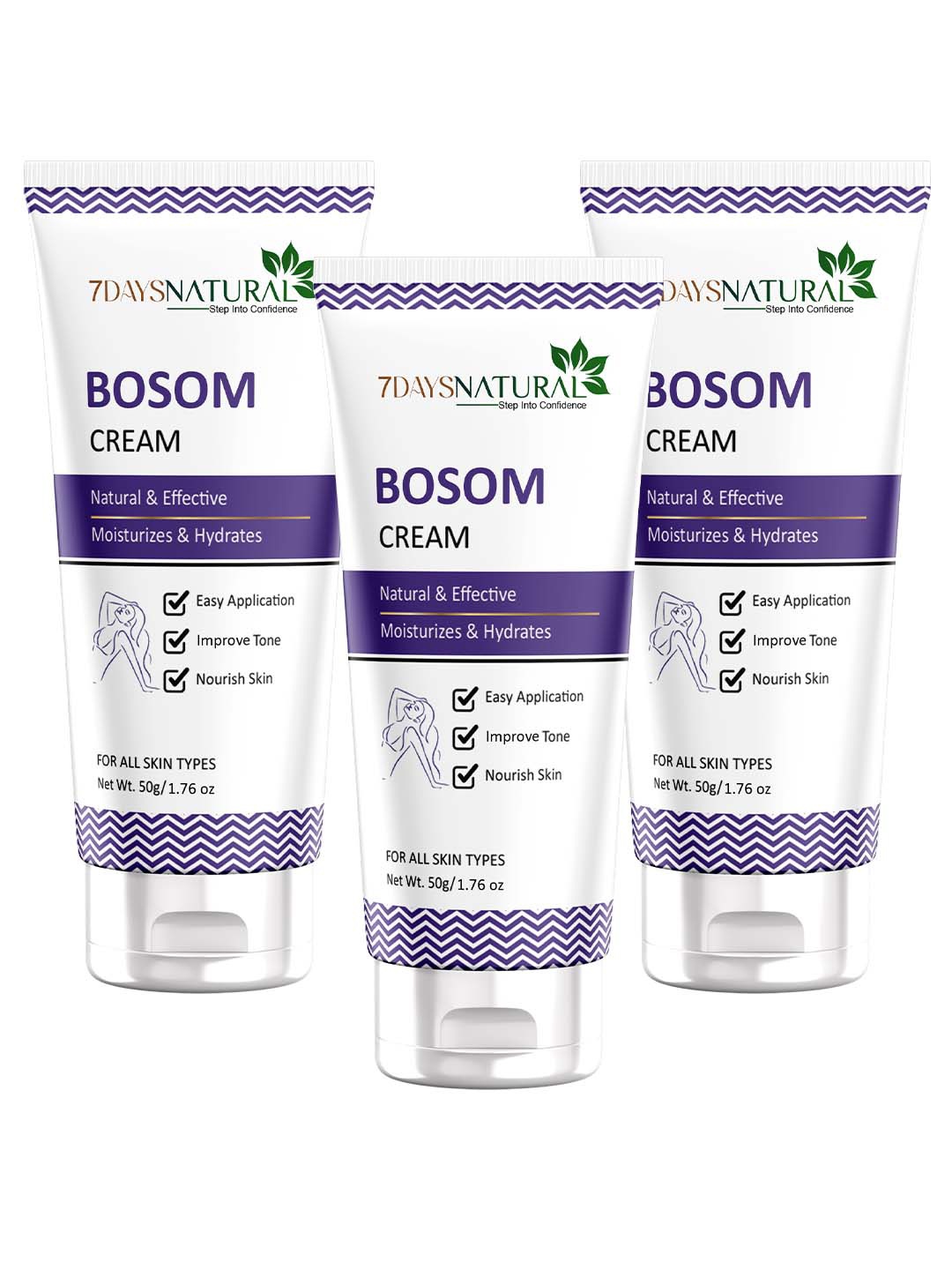 

7 Days Set Of 3 Bosom Cream With Aloe Vera - 50g Each, White