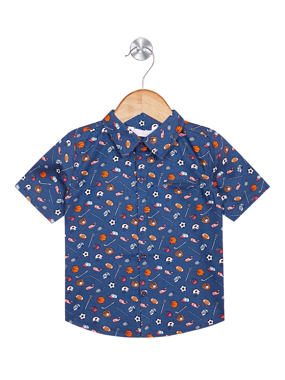 

Budding Bees Boys Graphic Printed Spread Collar Opaque Casual Shirt, Blue