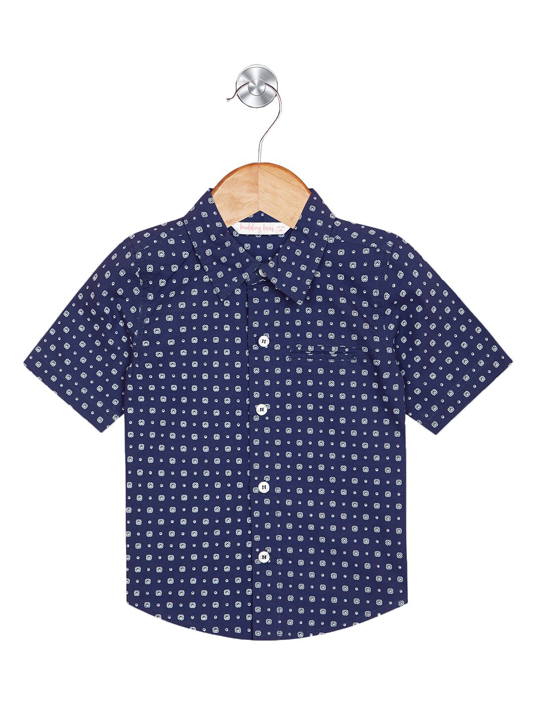 

Budding Bees Boys Polka Dot Cotton Spread Collar Opaque Printed Casual Shirt, Blue