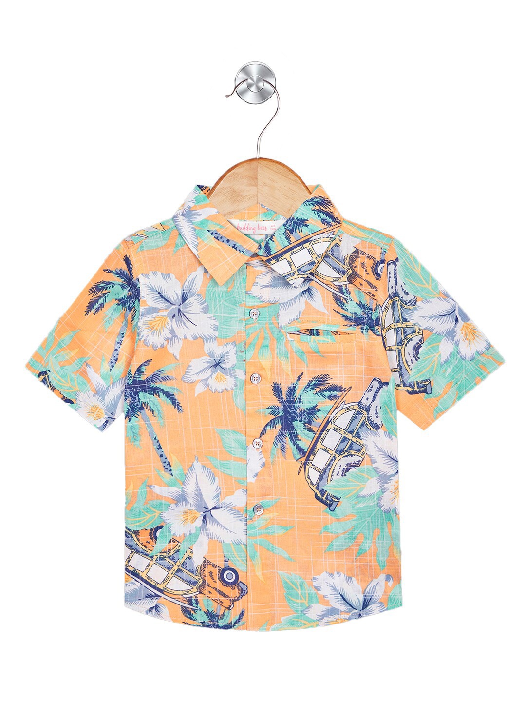 

Budding Bees Boys Graphic Printed Cotton Spread Collar Opaque Casual Shirt, Orange