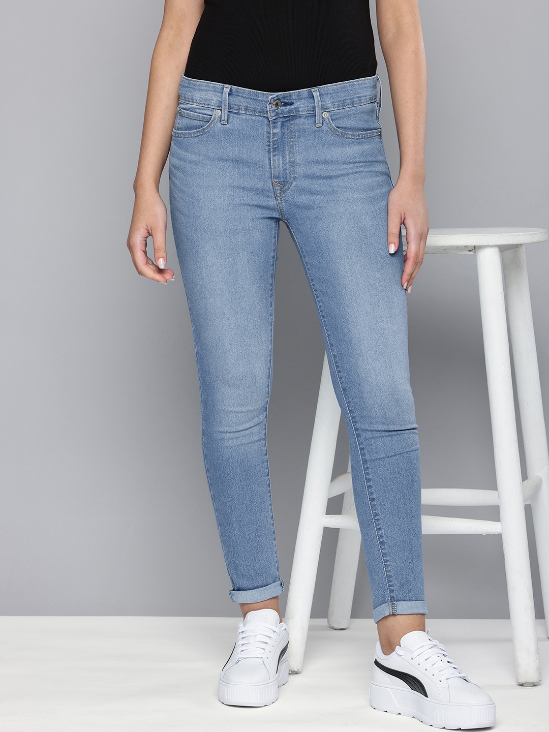 

Levis Women 711 Skinny Fit Heavy Fade Stretchable Jeans, Blue