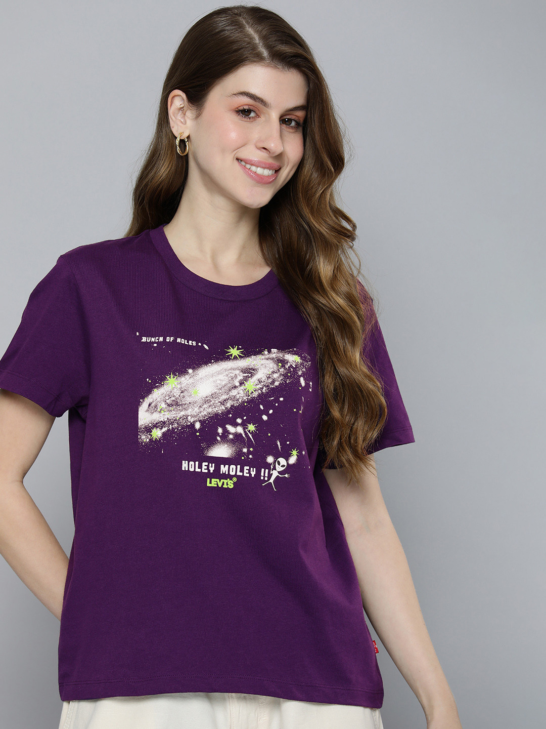 

Levis Graphic Printed Pure Cotton T-shirt, Purple