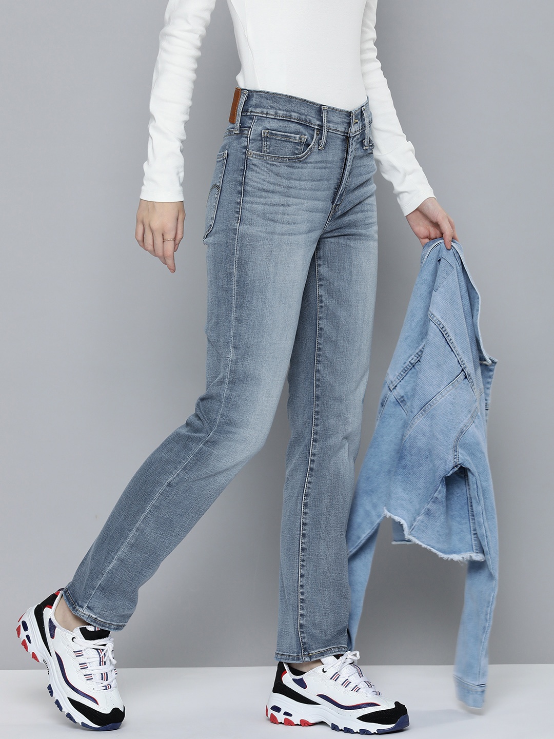

Levis Women Super Straight Fit High Rise Light Fade Stretchable Jeans, Blue