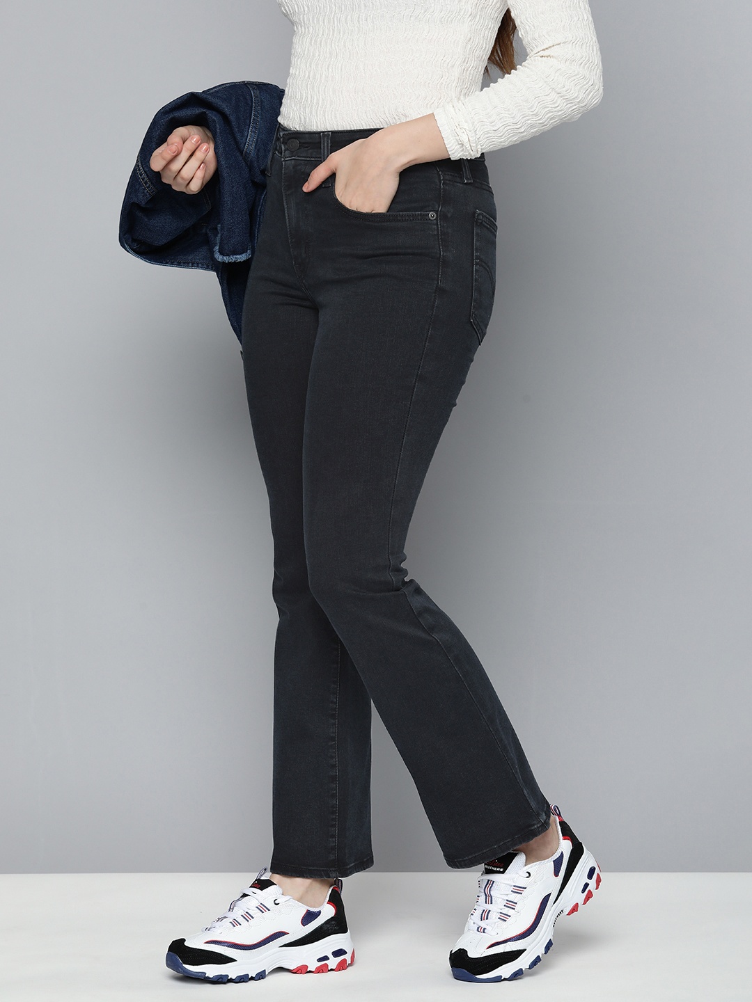 

Levis Women Bootcut High-Rise Stretchable Jeans, Navy blue