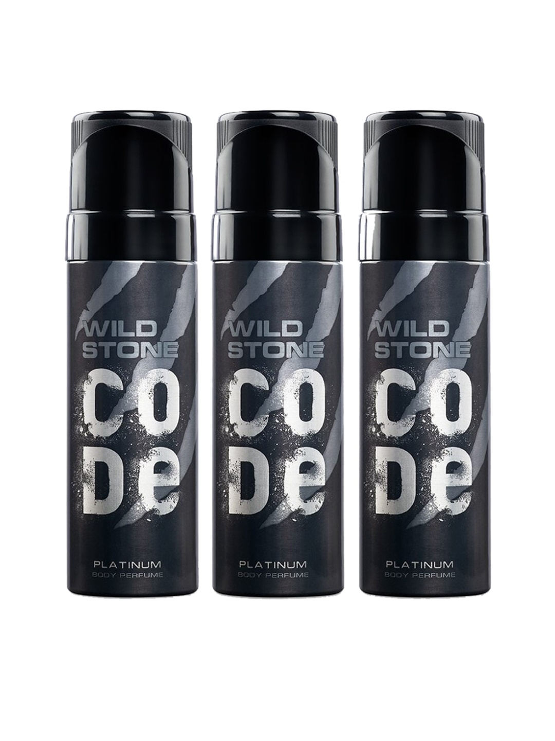 

Wild stone Men Set of 3 Code Platinum Long Lasting Body Deodorant - 150 ml each, Black