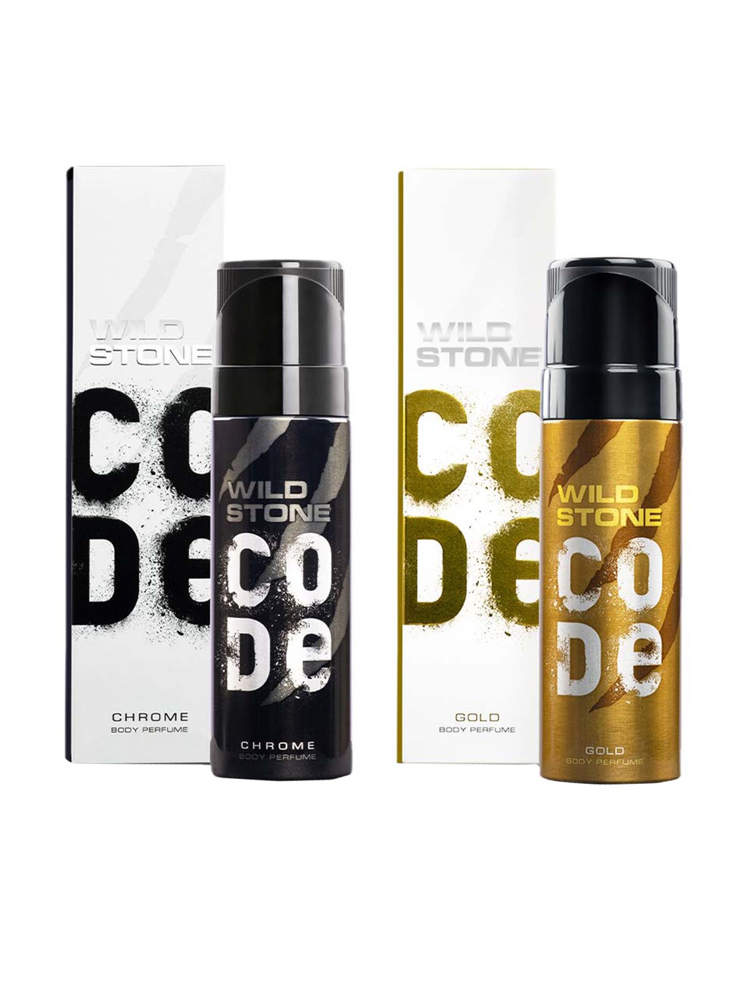

Wild stone Men Set of Code Gold & Chrome Long Lasting Body Deodorant Perfume - 150 ml each, Black