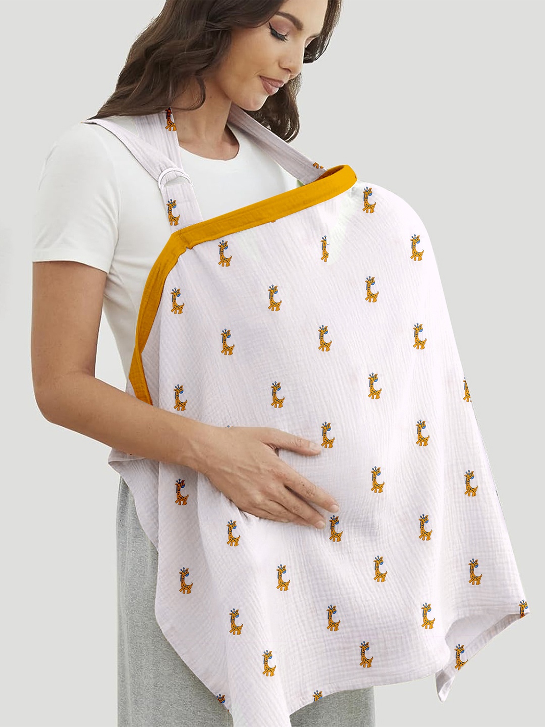 

Moms Home Printed Organic Cotton Breastfeeding Apron, Yellow