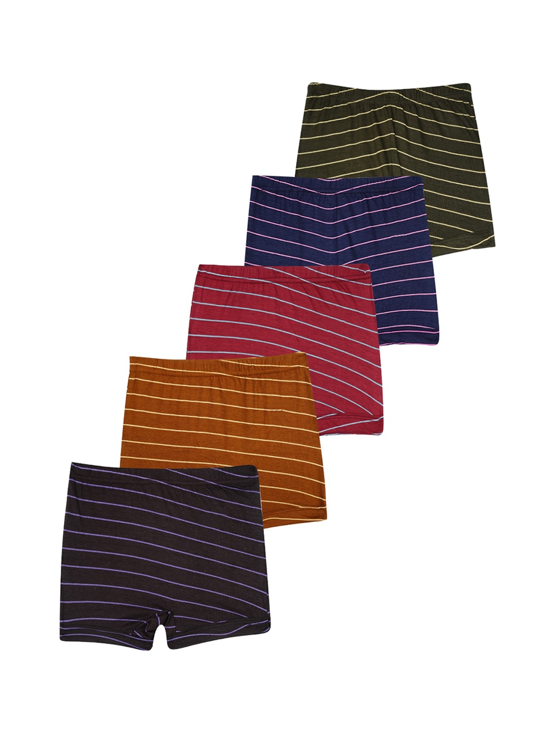 

YELLOWDELIGHT Boys Pack Of 5 Cotton Boy Shorts- YD 533 Boys Stripped Drawer 6-12 M-5P, Brown