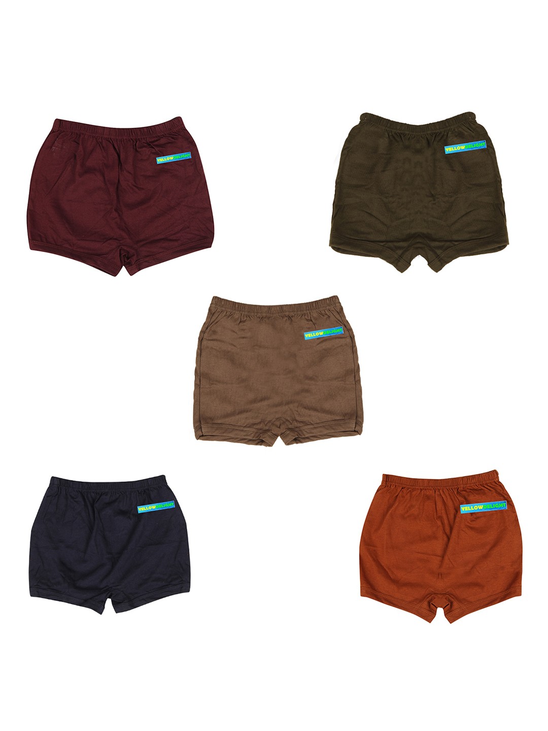 

YELLOWDELIGHT Boys Pack Of 5 Cotton Boy Shorts Briefs YD 537 Boys Plain Drawer 6-12 M-5p, Maroon