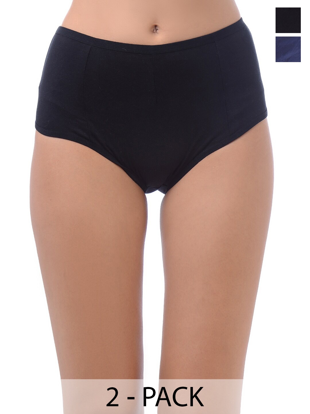 

MAMMA PRESTO Pack Of 2 High-Rise Cotton Anti Bacterial Maternity Briefs, Black