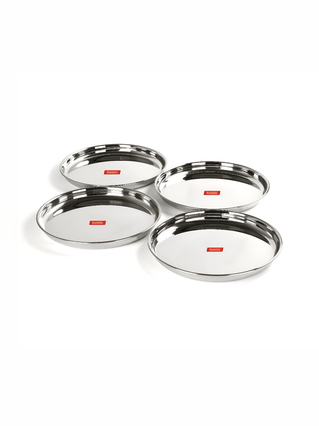 

Sumeet Steel Stainless Steel 4 Pieces Dishwasher Safe Dinnerware Plates