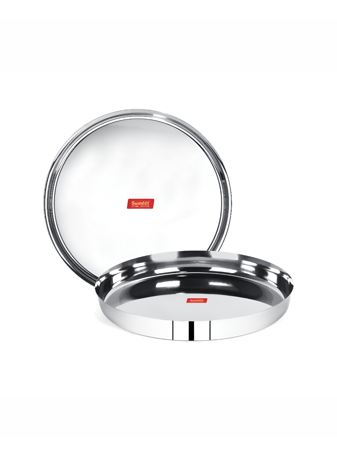 

Sumeet Silver Toned 2 Pieces Dishwasher Safe Glossy Finish Stainless Steel Plates