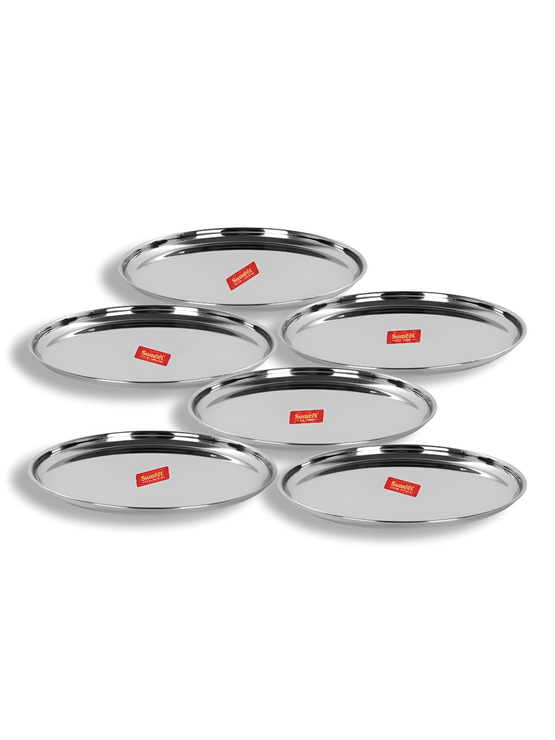 

Sumeet Steel 6Pcs Stainless Steel Glossy Dishwasher Safe Dinner Plates 600ml Each