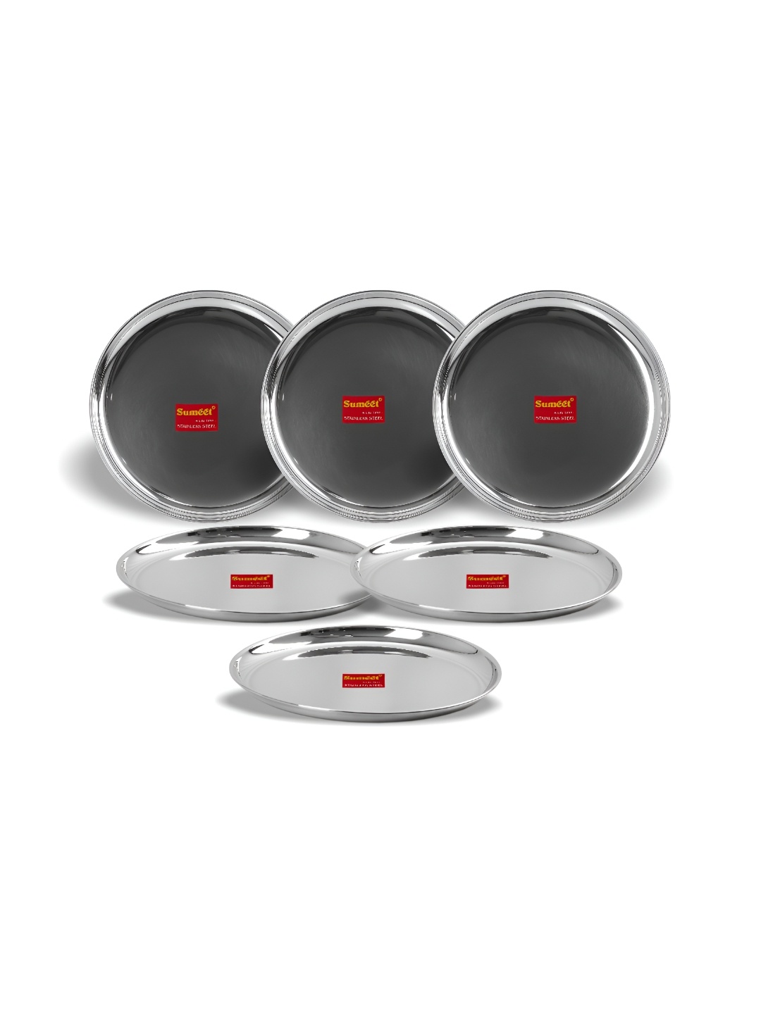

Sumeet 6 Pieces Stainless Steel Smooth Surface Dinner Plates, Silver