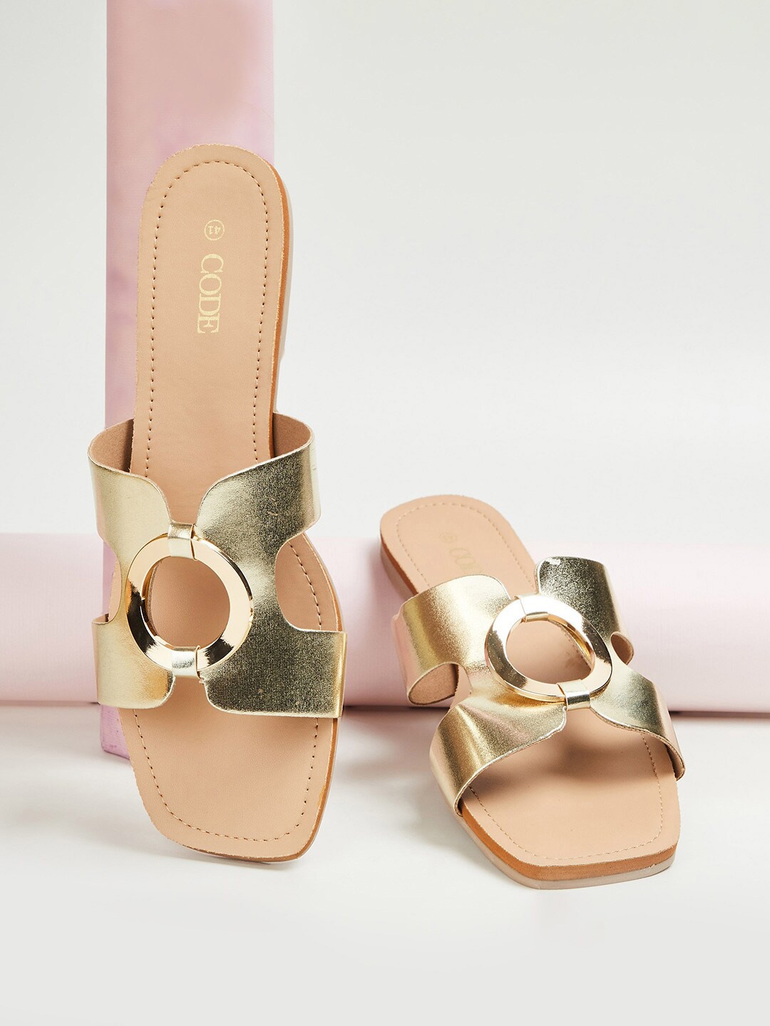 

CODE by Lifestyle Embellished Open Toe Flats, Gold