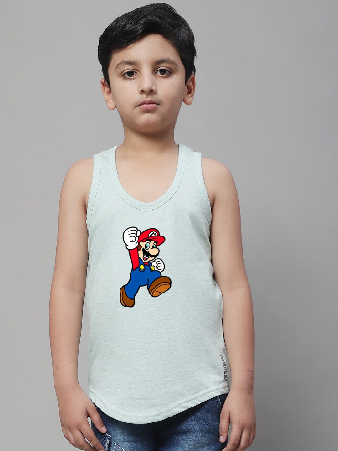 

Friskers Boys Super Mario Bros. Printed Pure Cotton Innerwear Vest, Sea green