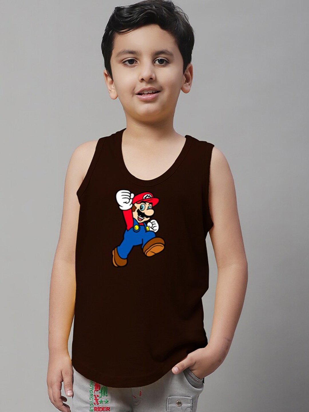 

Friskers Boys Super Mario Bros. Printed Pure Cotton Innerwear Vest, Brown