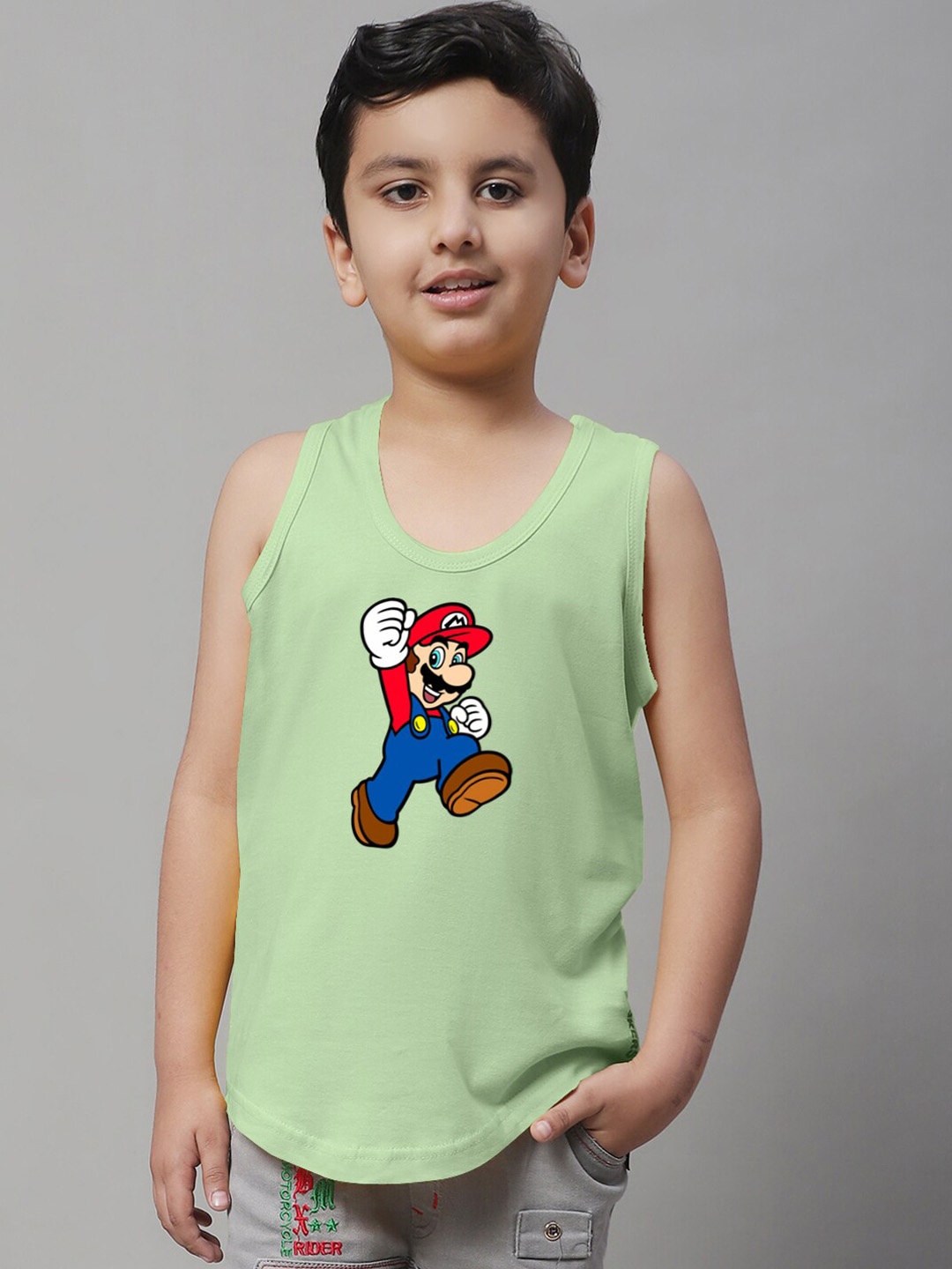 

Friskers Boys Super Mario Bros. Printed Pure Cotton Innerwear Vest, Sea green