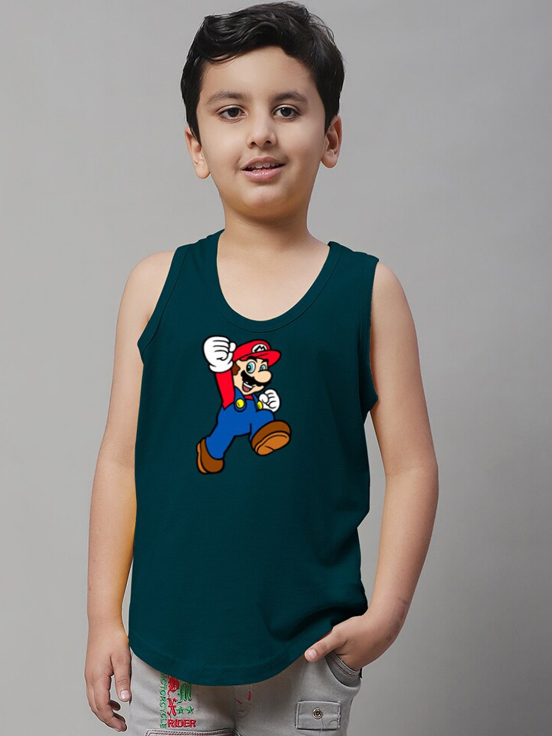 

Friskers Boys Super Mario Bros. Printed Pure Cotton Innerwear Vest, Teal