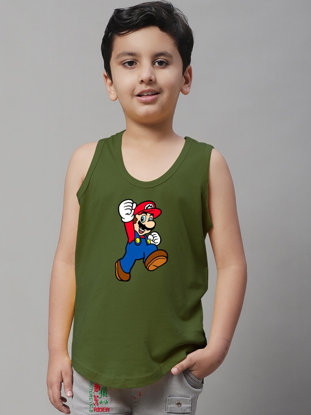 

Friskers Boys Mario Printed Pure Cotton Innerwear Vests 5KDC589-34-2-3Y, Olive