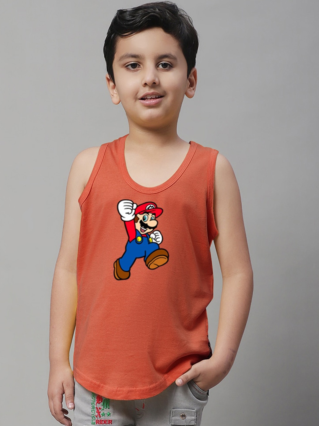 

Friskers Boys Mario Printed Pure Cotton Innerwear Vests 5CLKDC589-43-2-3Y, Rust