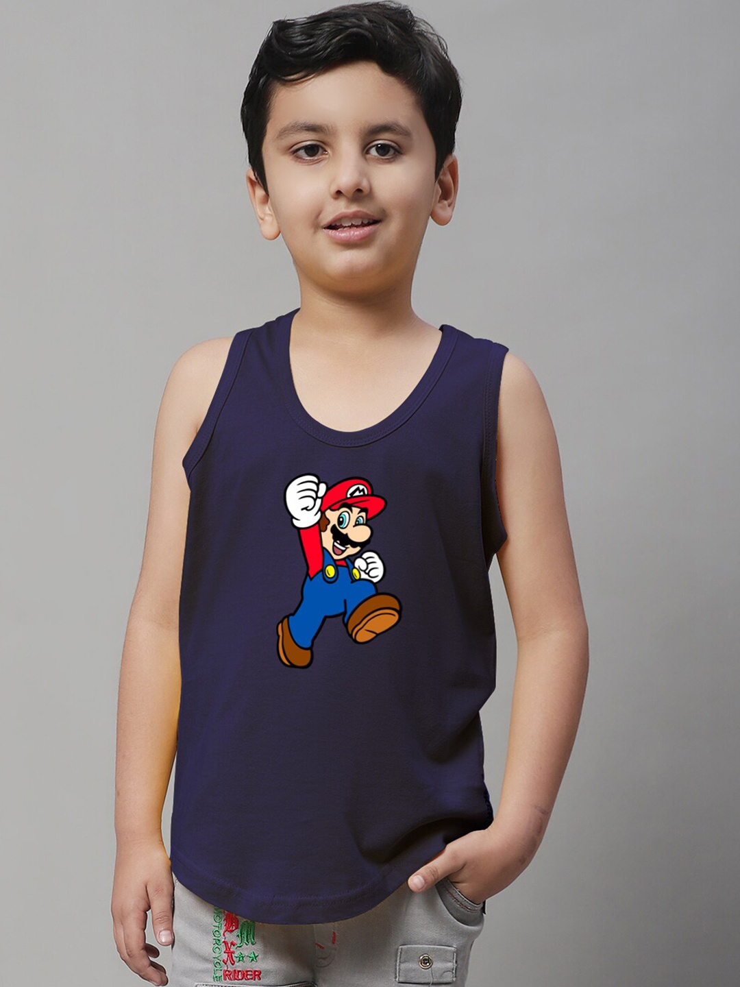 

Friskers Boys Mario Printed Pure Cotton Innerwear Vests 5CLKDC589-17-2-3Y, Navy blue