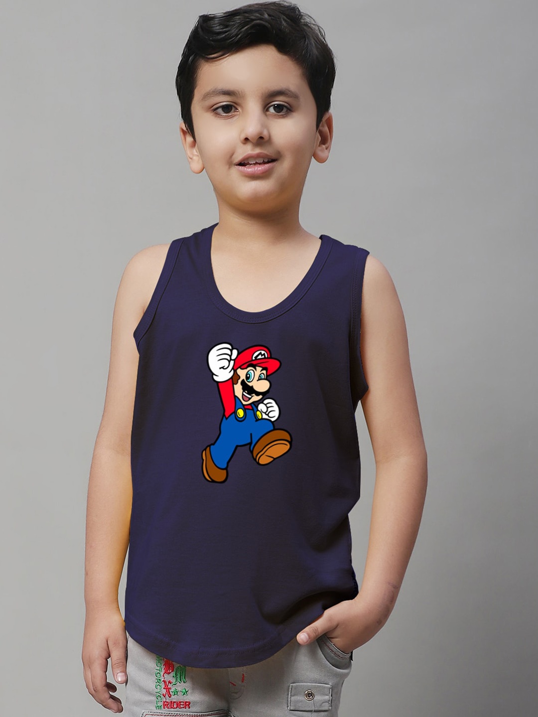 

Friskers Boys Mario Printed Pure Cotton Innerwear Vests 5KDC589-17-2-3Y, Navy blue