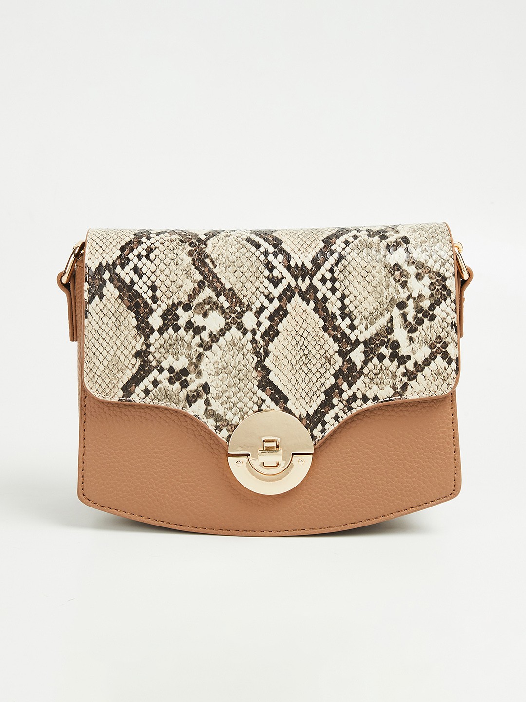 

CODE by Lifestyle Abstract Printed Structured Sling Bag, Brown