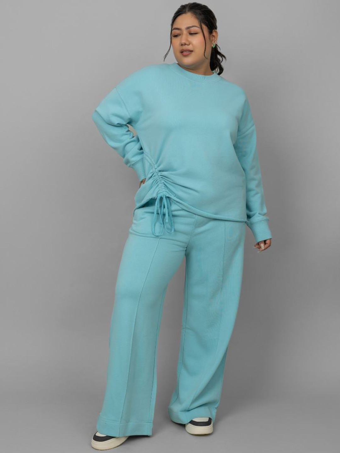 

necesera Plus Size Round Neck Pure Cotton Night Suit, Blue