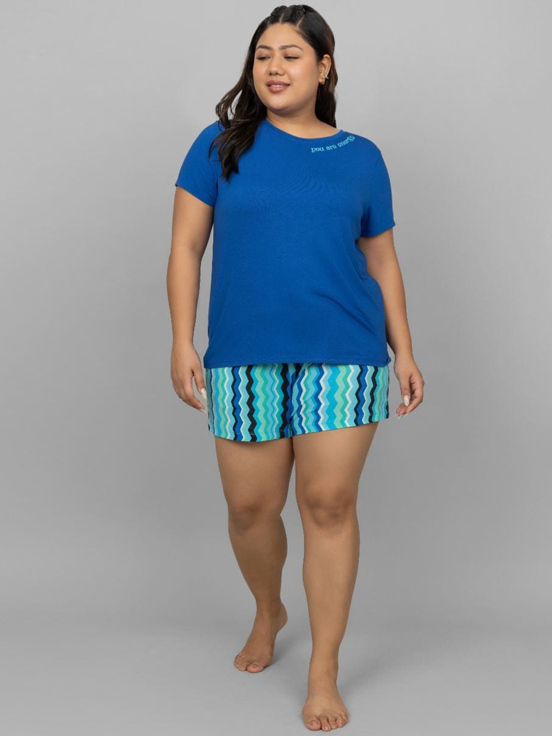 

necesera Geometric Printed T-shirt With Shorts, Blue