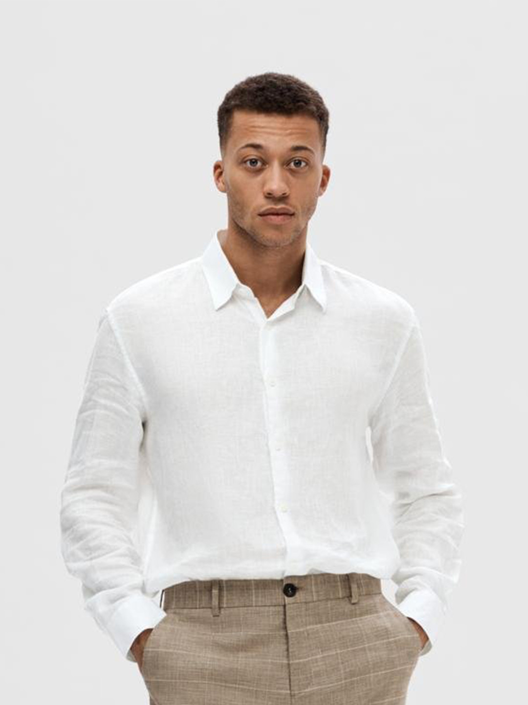 

SELECTED Opaque Linen Casual Shirt, White