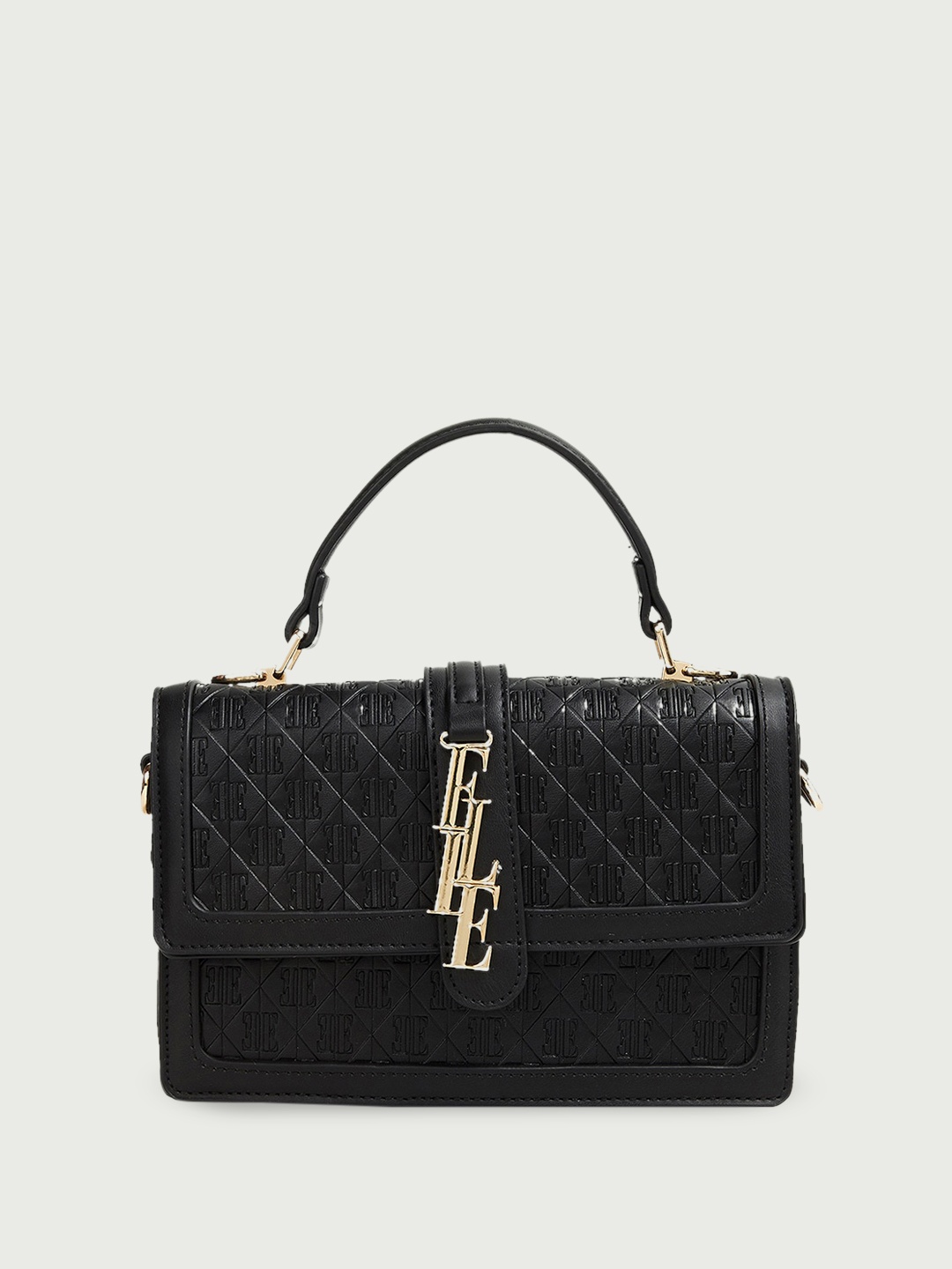 

ELLE Textured Structured Satchel, Black