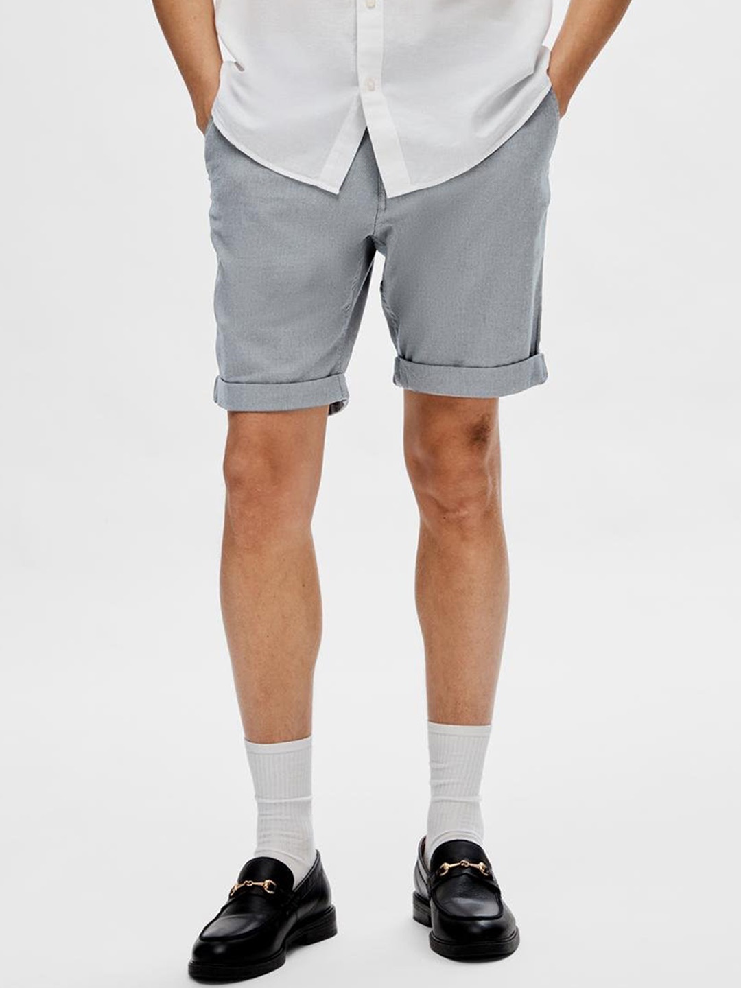 

SELECTED Men Slim Fit Chino Shorts, Grey