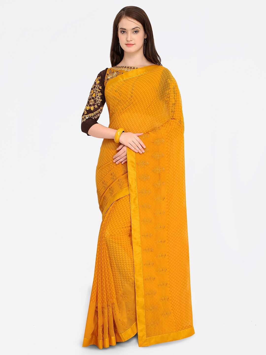 

HRITIKA Embellished Embroidered Saree, Yellow