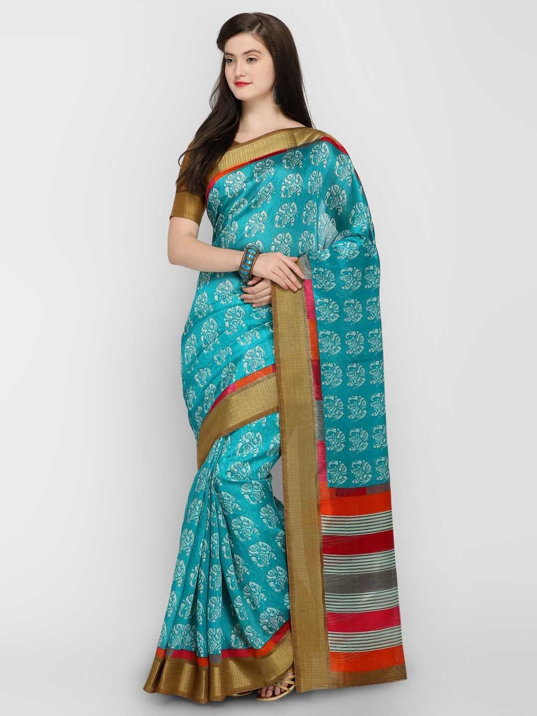 

HRITIKA Ethnic Motif Printed Saree, Blue