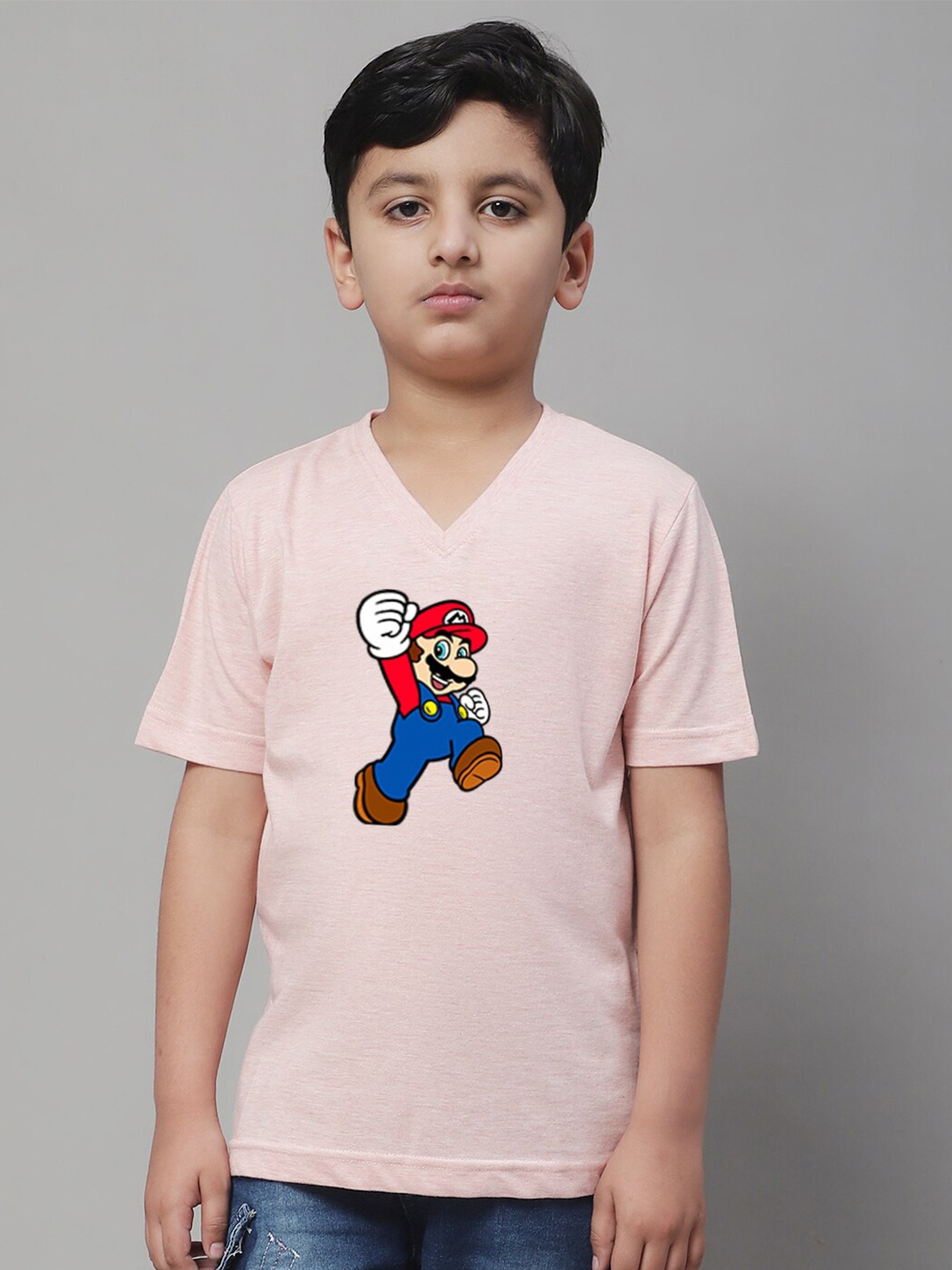 

Friskers Boys Graphic Printed V-Neck Cotton T-shirt, Coral