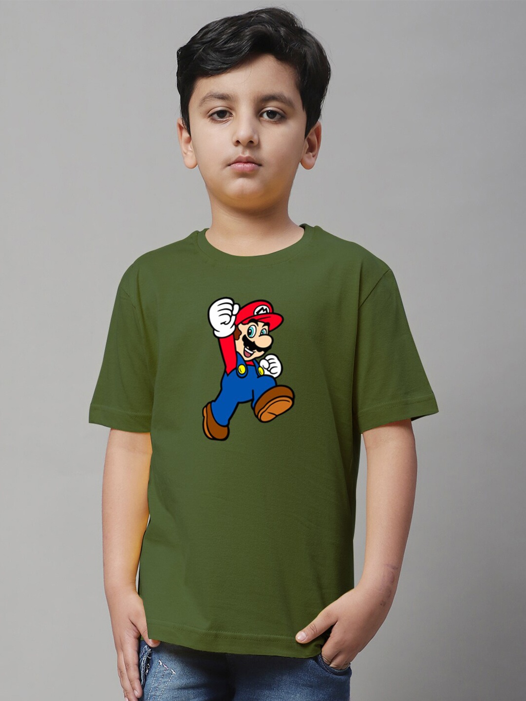 

Friskers Boys Graphic Printed Cotton T-shirt, Olive
