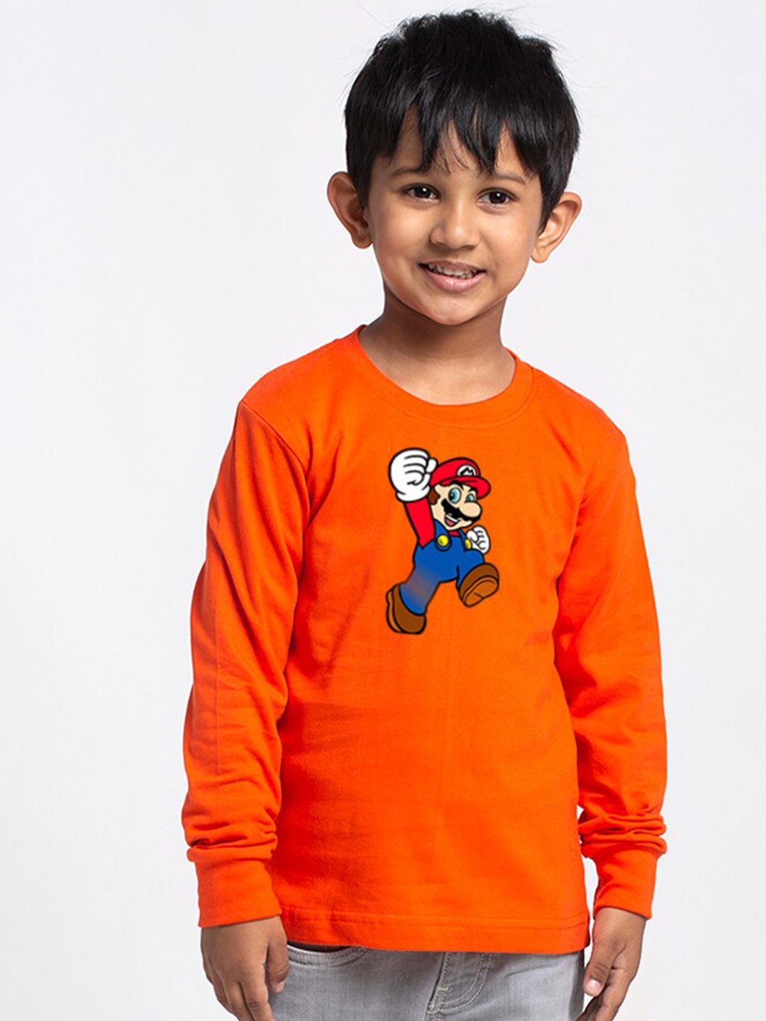 

Friskers Boys Printed Long Sleeves Round Neck Regular Fit Cotton T-shirt, Orange