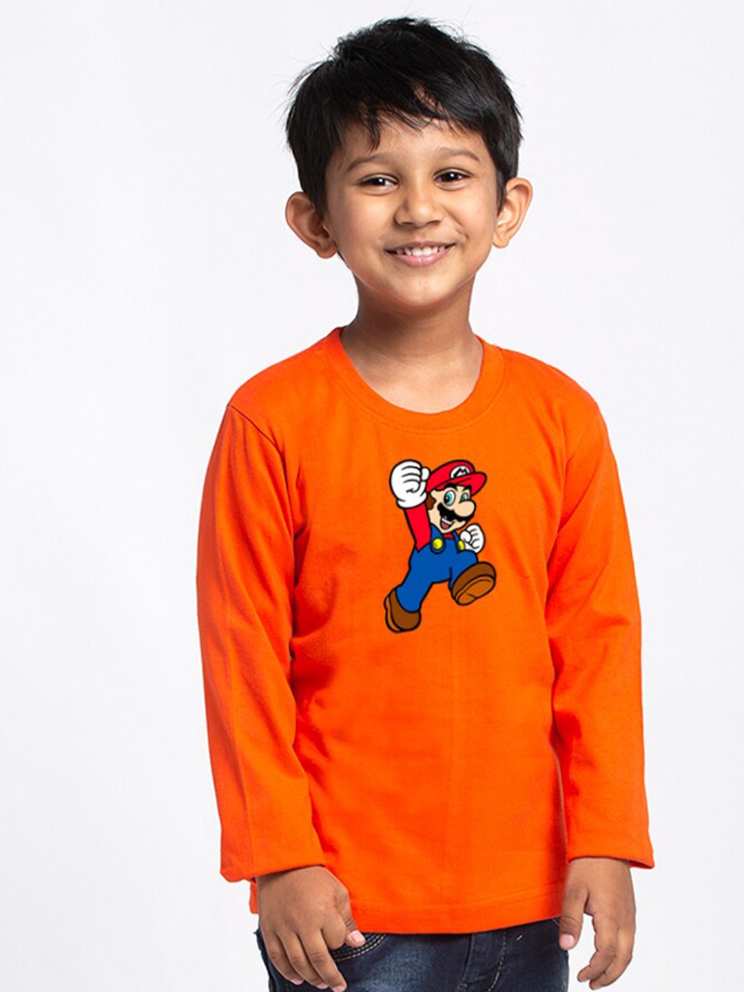 

Friskers Boys Printed Long Sleeves Round Neck Regular Fit Cotton T-shirt, Orange