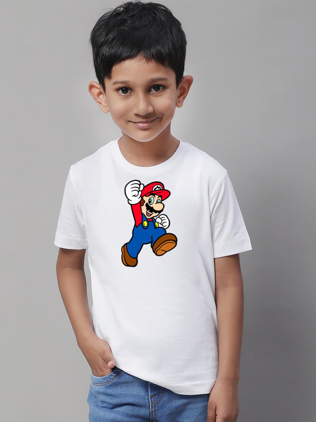

Friskers Boys Printed Short Sleeves Round Neck Regular Fit Cotton T-shirt, White