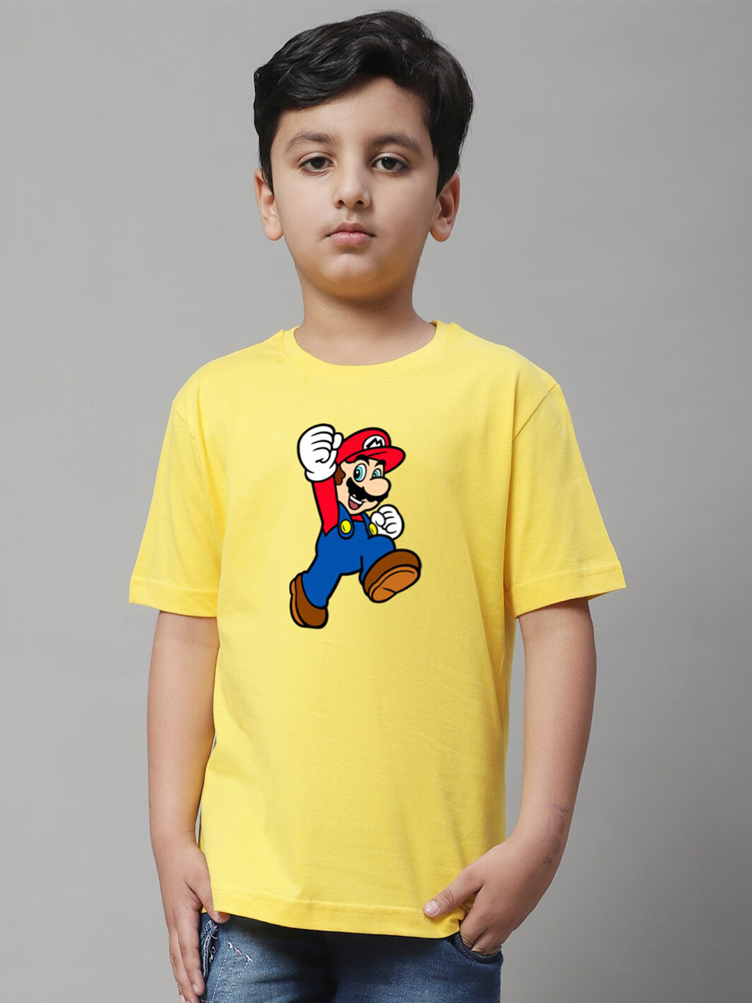 

Friskers Boys Printed Short Sleeves Round Neck Regular Fit Cotton T-shirt, Yellow