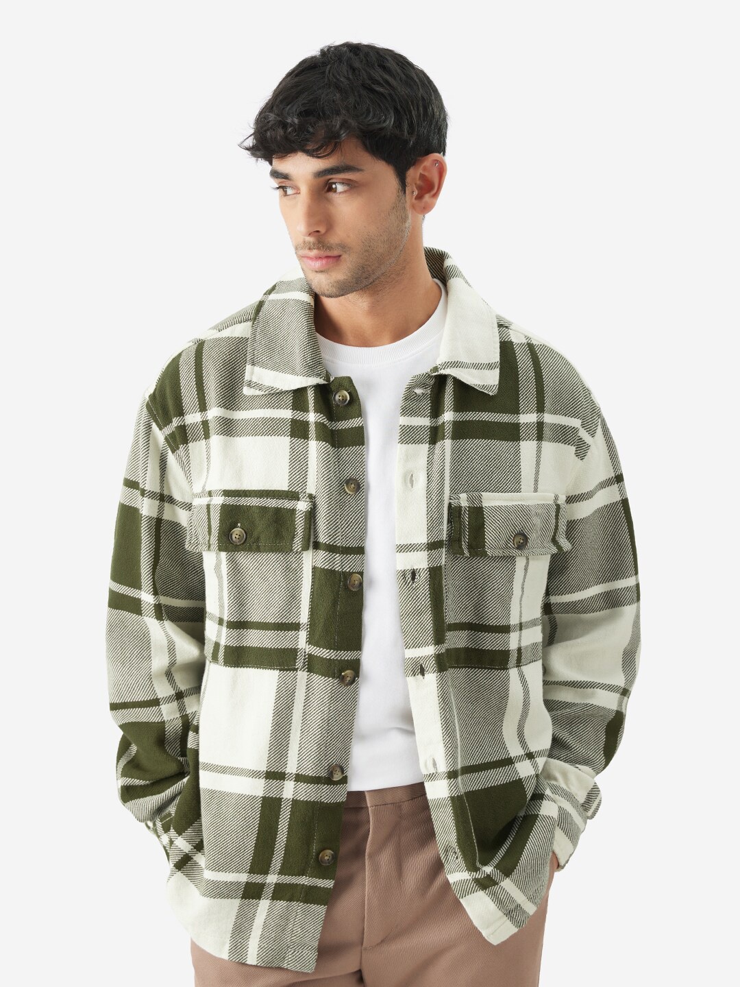 

The Souled Store Cotton Tartan Checks Opaque Checked Casual Shirt, Green