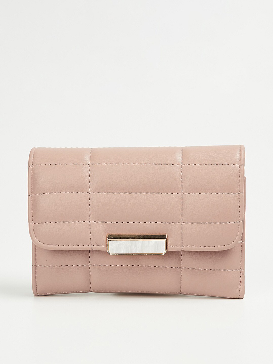 

Ginger by Lifestyle Women Checked Three Fold Wallet, Peach