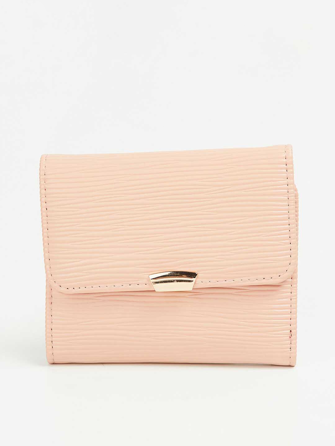 

Ginger by Lifestyle Women Textured Two Fold Wallet, Peach