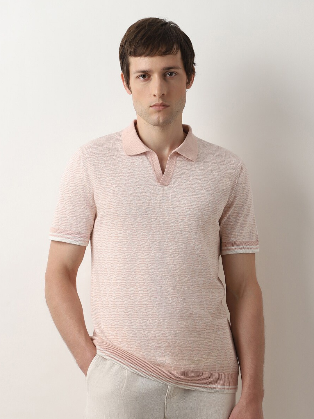 

SELECTED Polo Collar Short Sleeves Organic Cotton T-shirt, Pink
