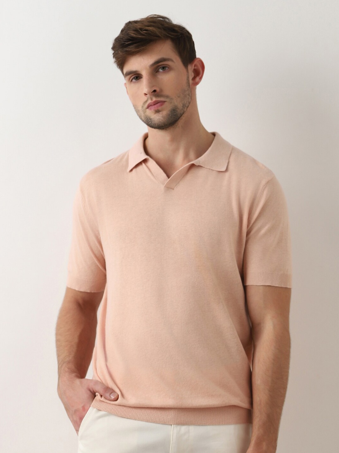 

SELECTED Polo Collar Short Sleeves Organic Cotton T-shirt, Orange
