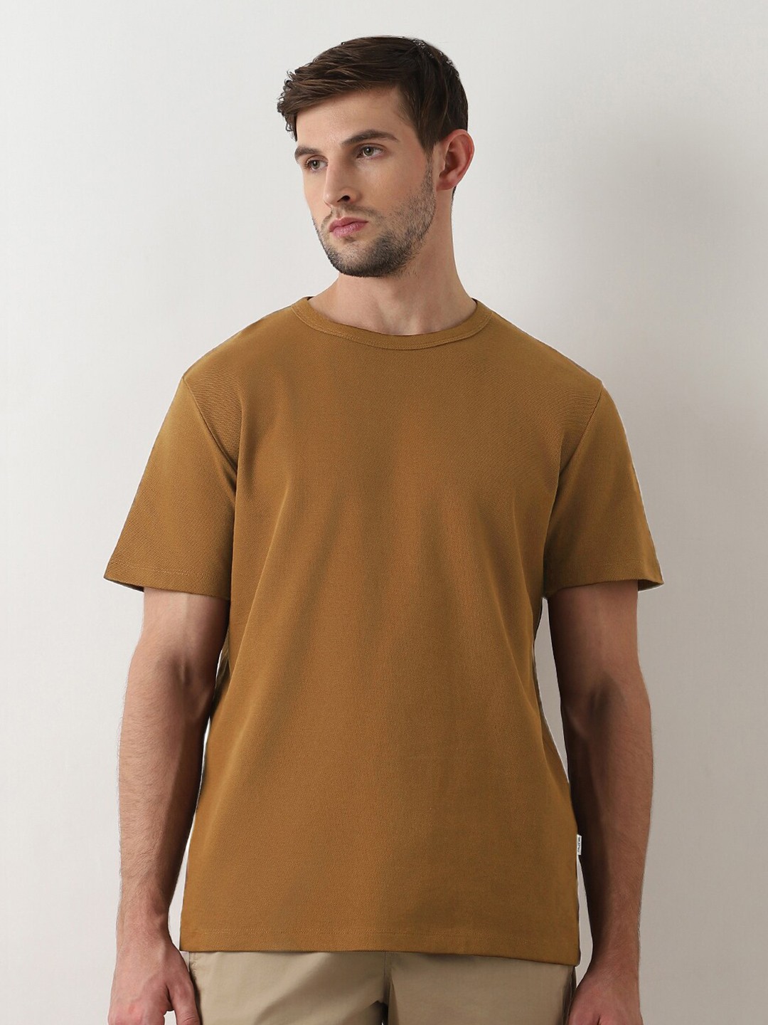 

SELECTED Short Sleeves Round Neck Organic Cotton T-shirt, Brown