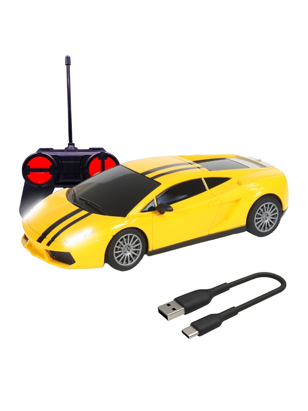 

WEMBLEY Kids High Speed Type C USB Rechargeable Remote Control Car, Yellow